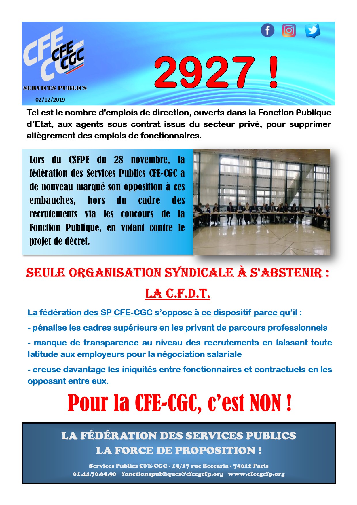 Tract sur le CSFPE du 28 novembre 2019