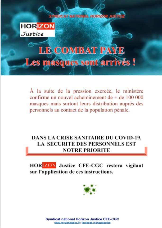 HORIZON JUSTICE - Les masques sont arrivés - COVID19