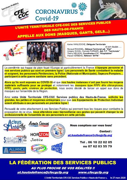 CFE-CGC SP - Hauts de France - Appel aux dons