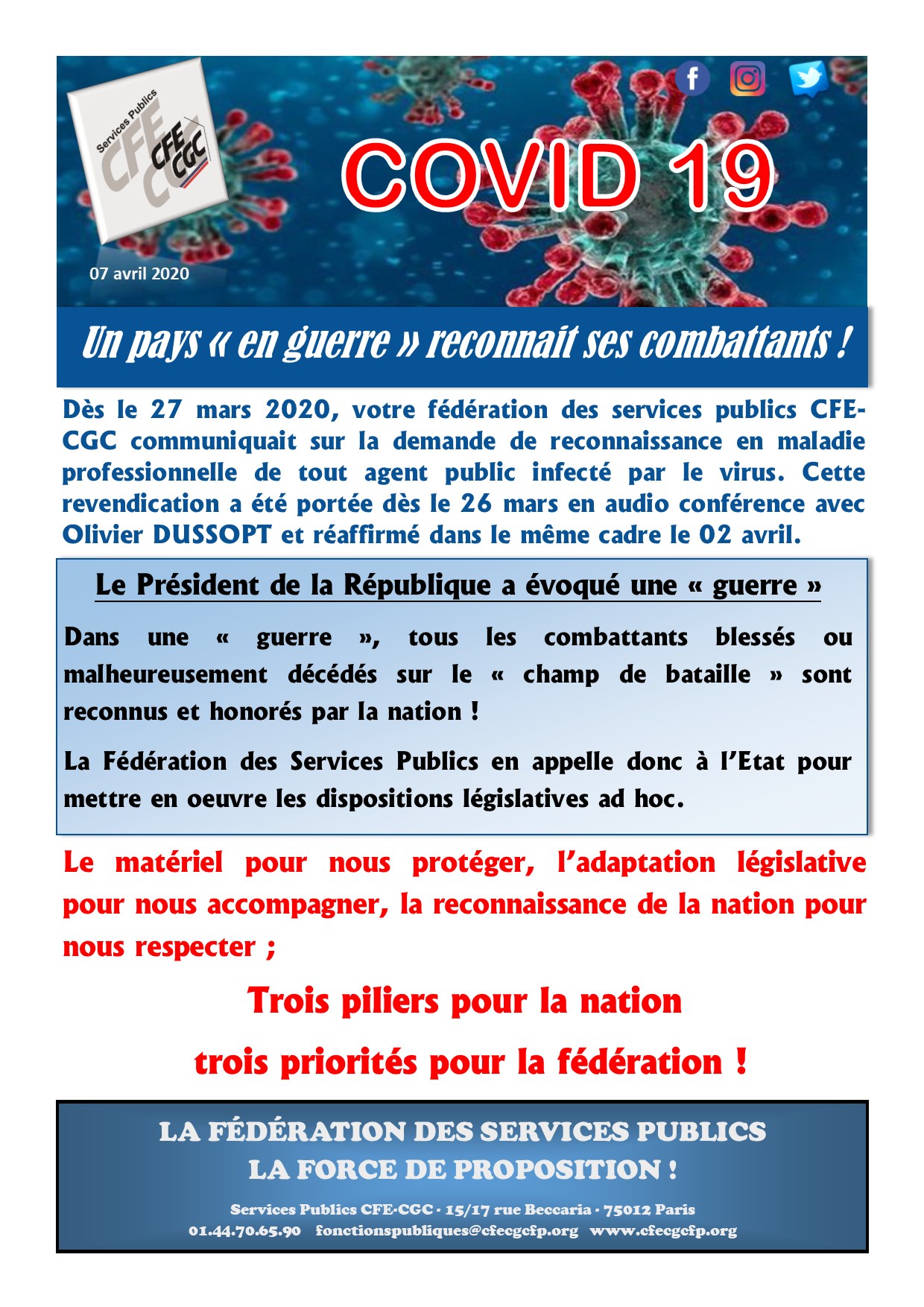 COVID19 - MALADIE PRO ET MASQUES