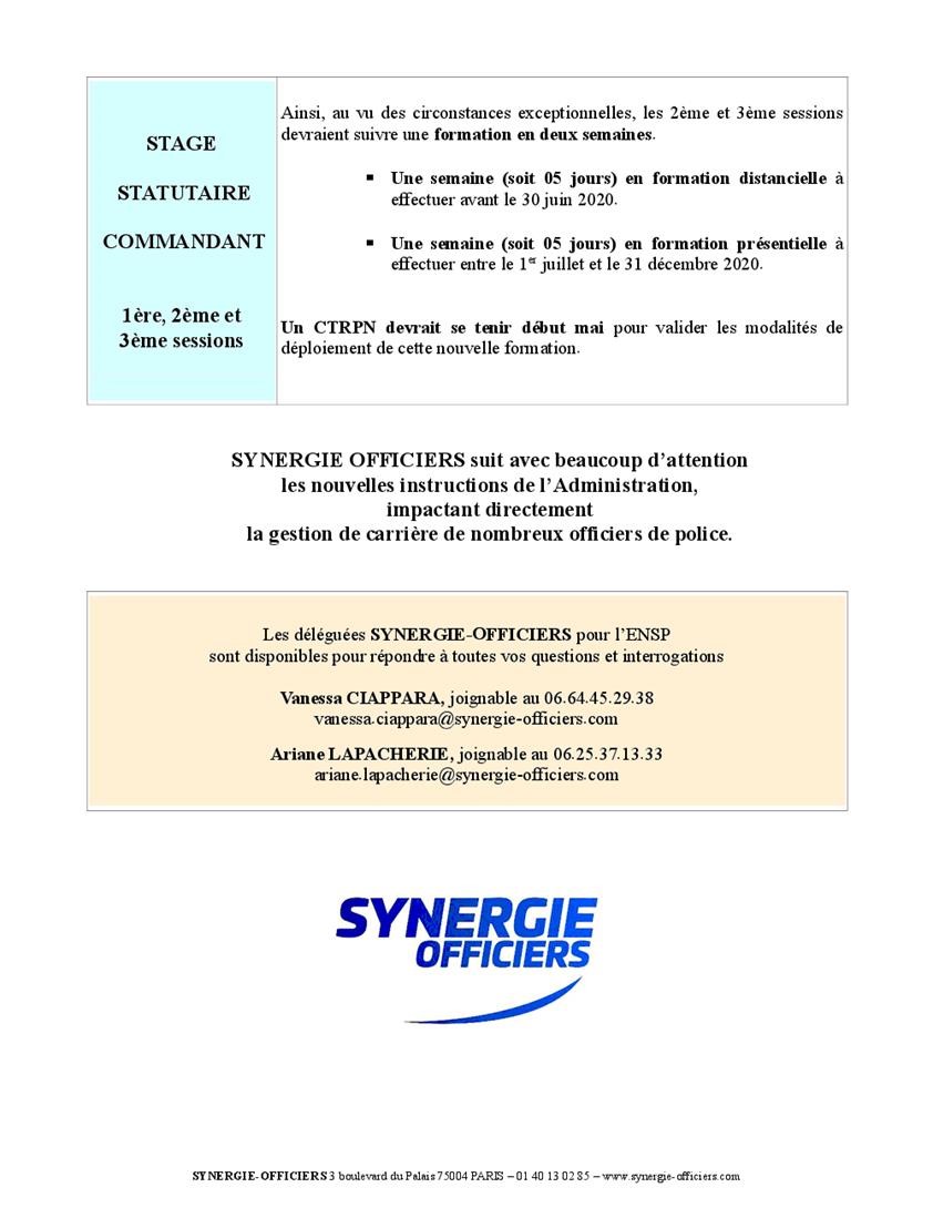 COVID19 - STAGE COMMANDANT MODIFIE