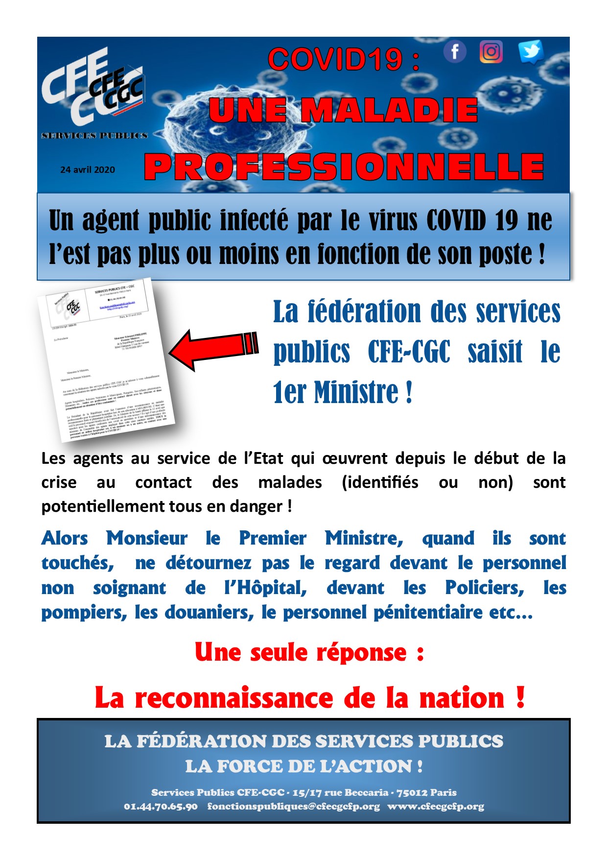 COVID19 - CFE CGC SP - MALADIE PROFESSIONNELLE