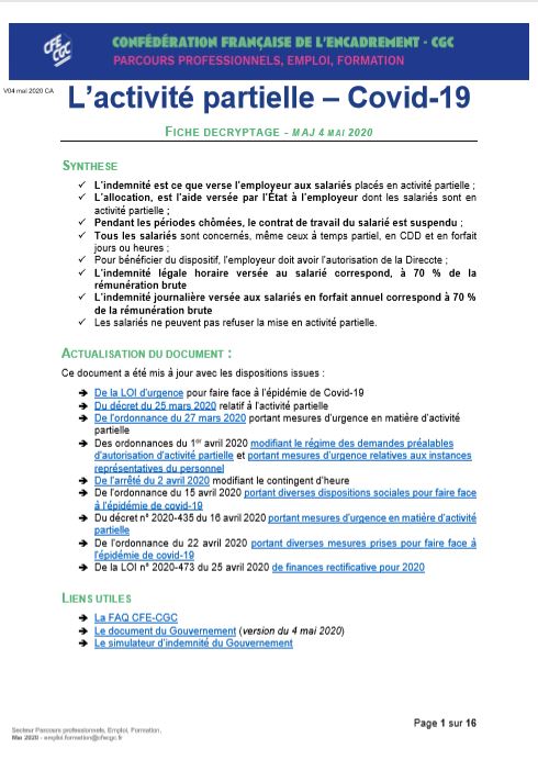 COVID19 - ACTIVITE PARTIELLE