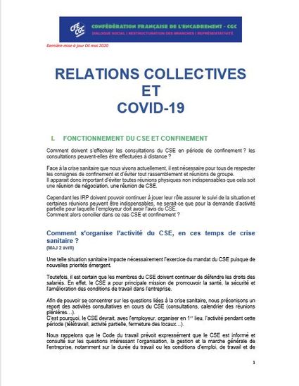 COVID19 - RELATIONS COLLECTIVES