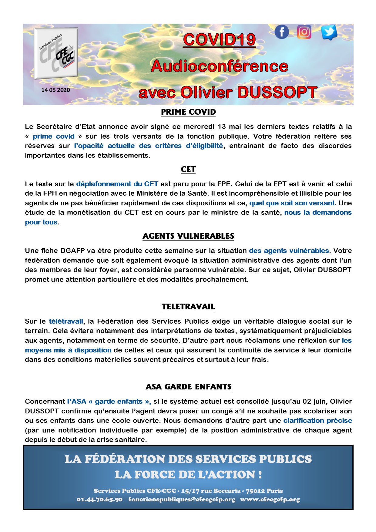 AUDIOCONFERENCE DUSSOPT - 14 MAI 2020