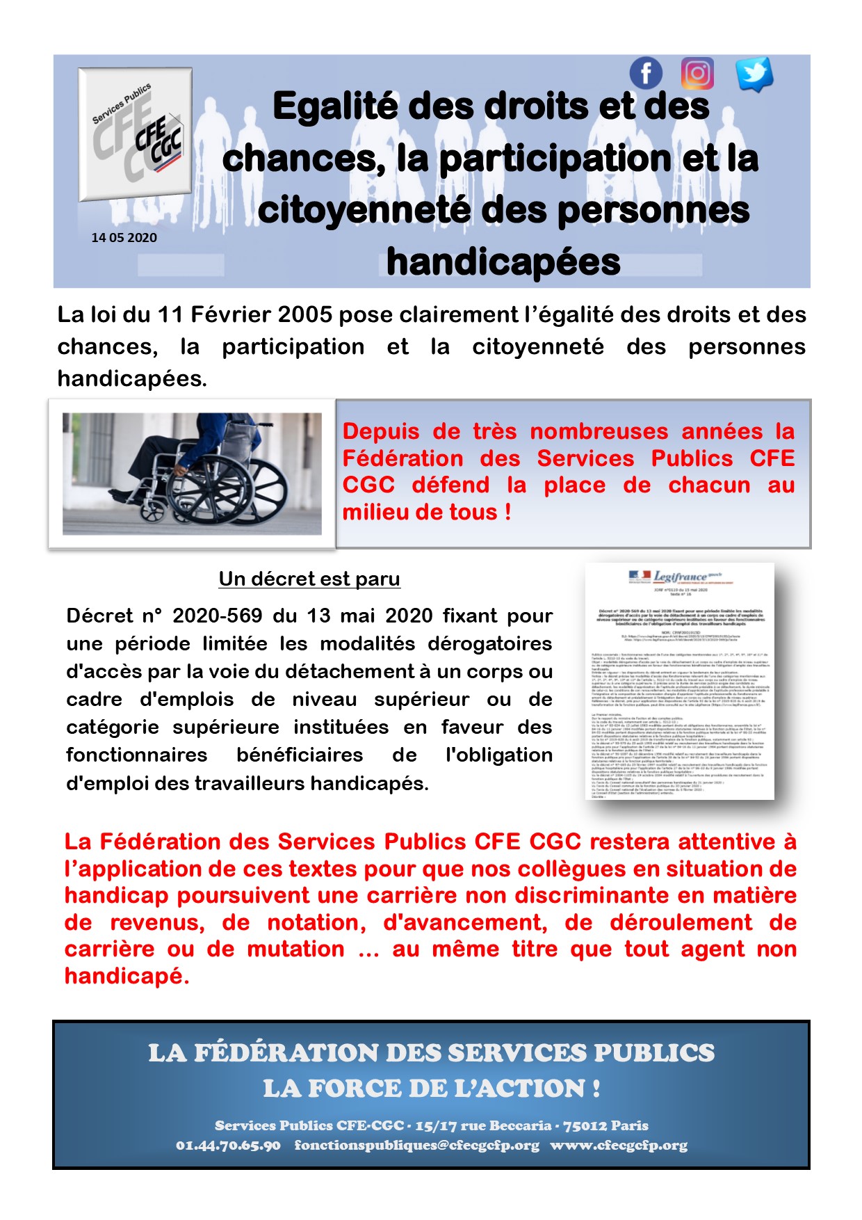 TRACT CFE CGC SP EGALITE DES DROITS HANDICAP