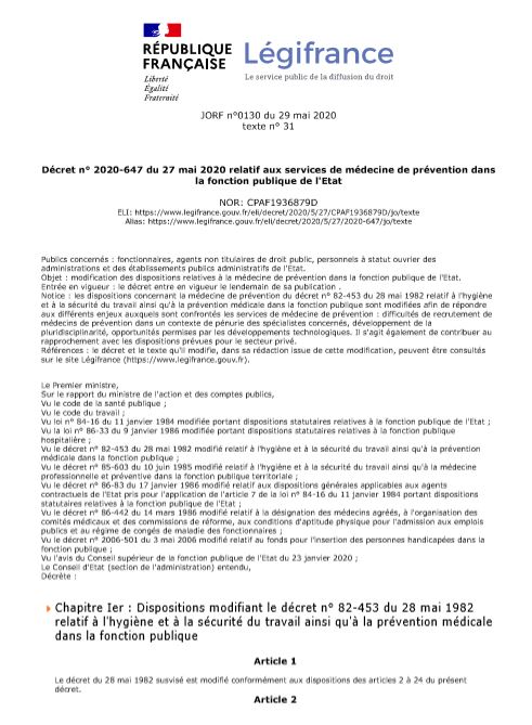 Réforme de la médecine de prévention dans la FPE