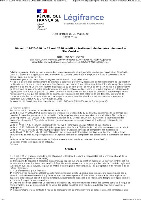 APPLICATION NUMERIQUE STOP COVID