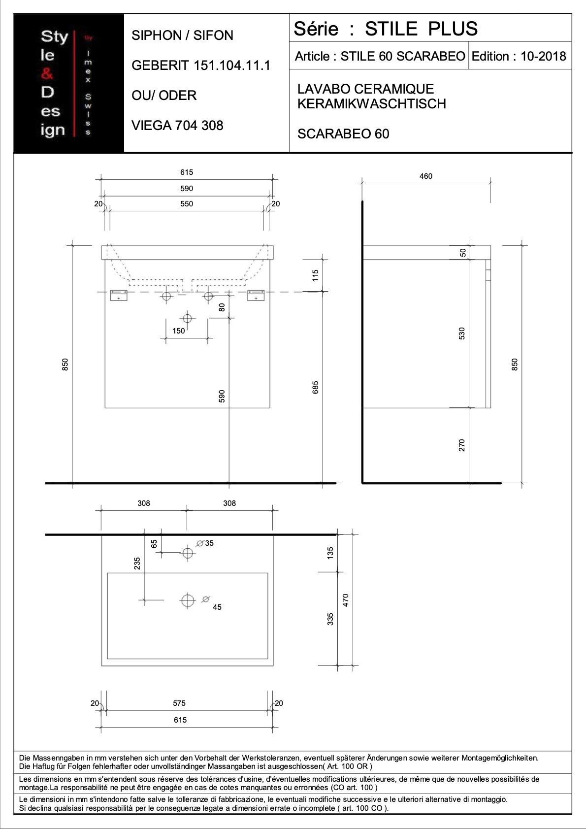Stile plus 60 scarabeo