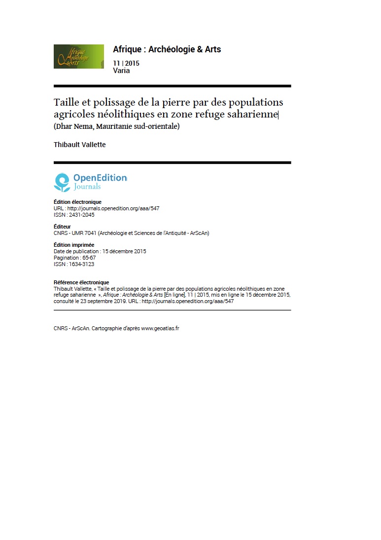 Taille et polissage de la pierre par des populations agricoles ne olithiques en zone refuge saharienne