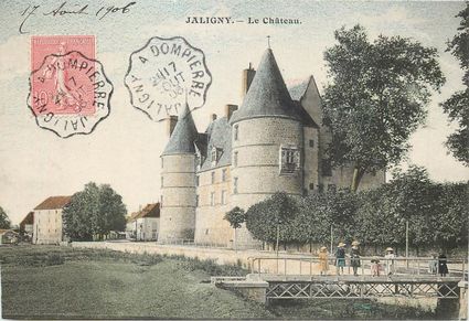 Carte postale chateau jaligny 1906
