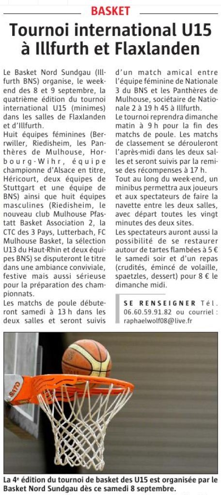 "Tournoi International U15 à Illfurth et Flaxlanden"