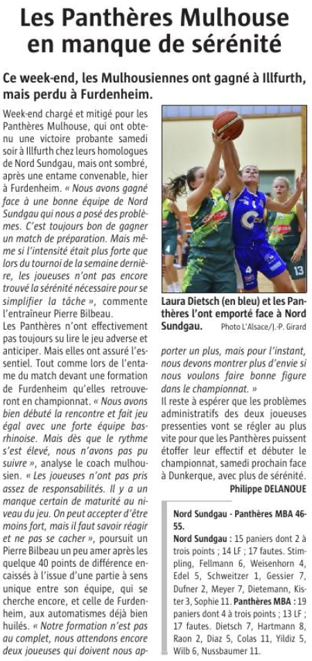 "Les Panthères Mulhouse en manque de sérénité"