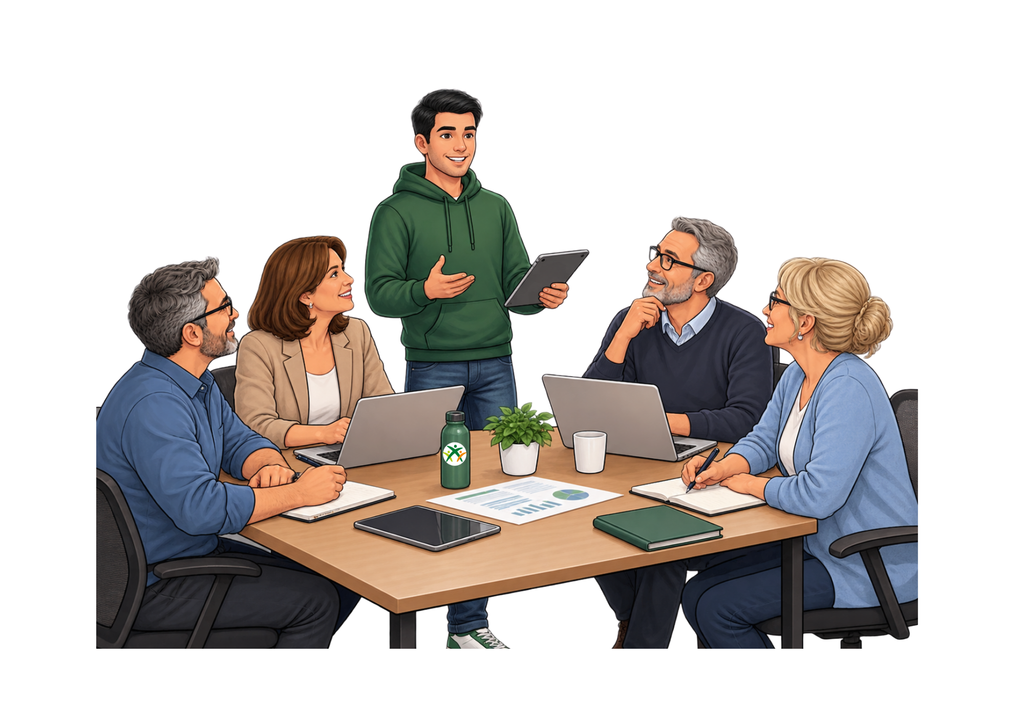 Illustration-numerique-semi-realiste-style-corporate-moderne-personnages-souriants-couleurs-douces-contours-propres-ombrage-leger-style-editorial-composition-de-groupe-haute-qualite-9-