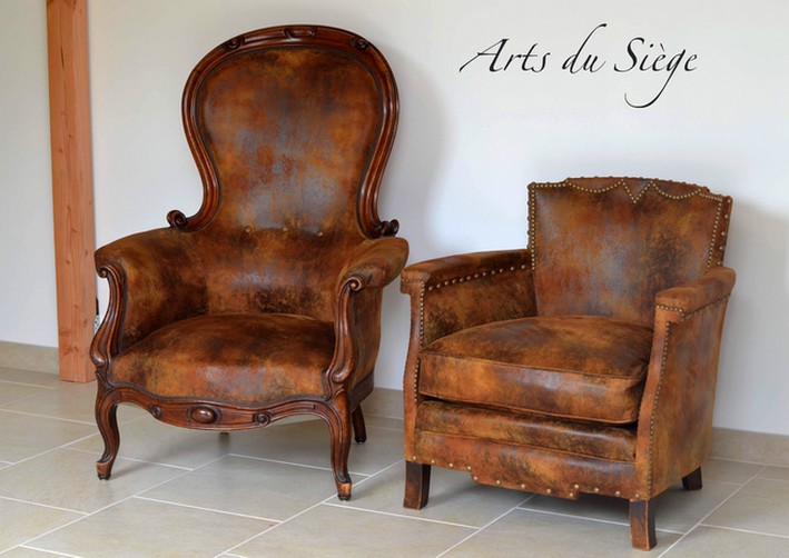 Fauteuil bergere cuir 1