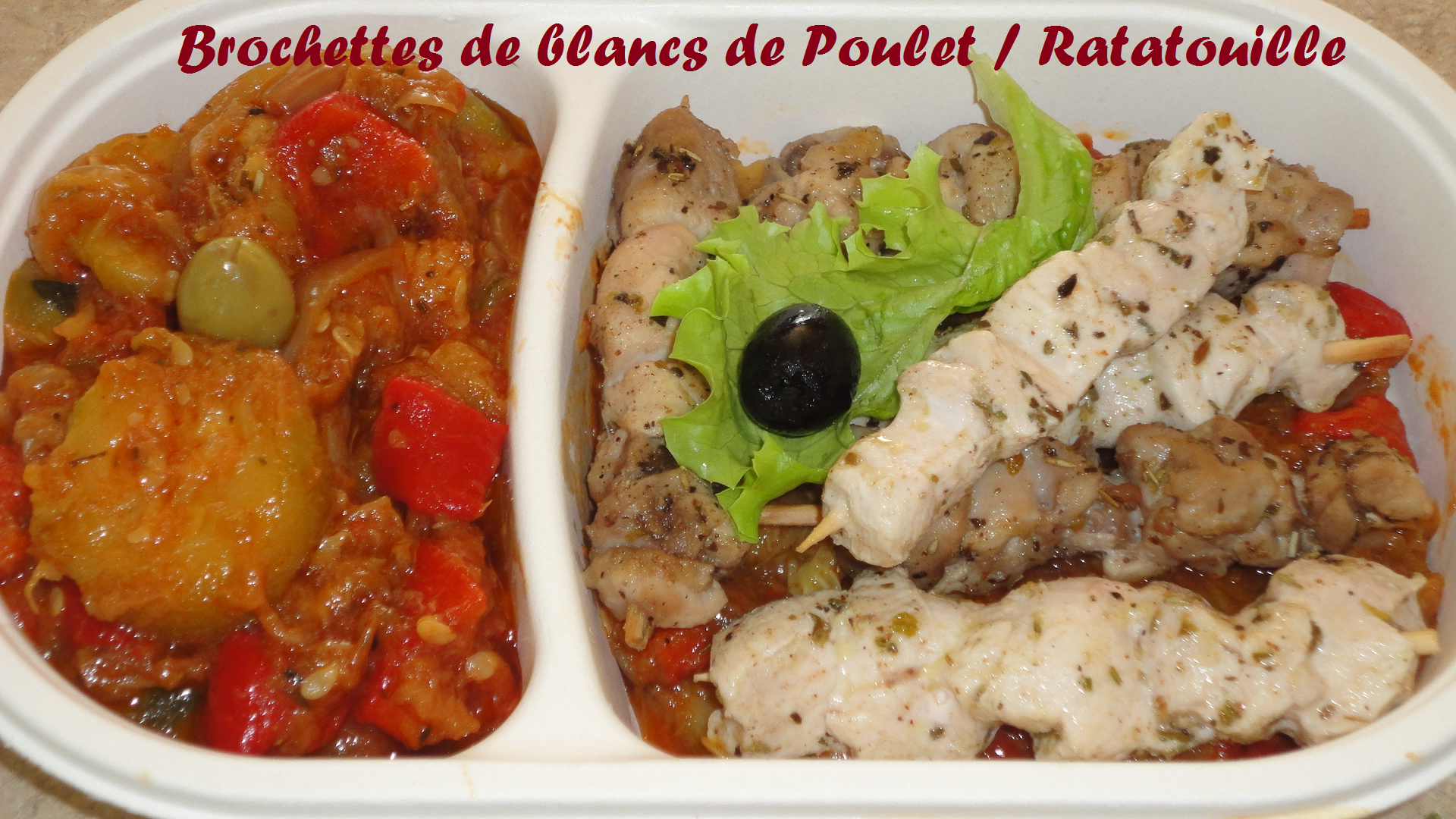 Brochettes blancs de poulet ratatouille