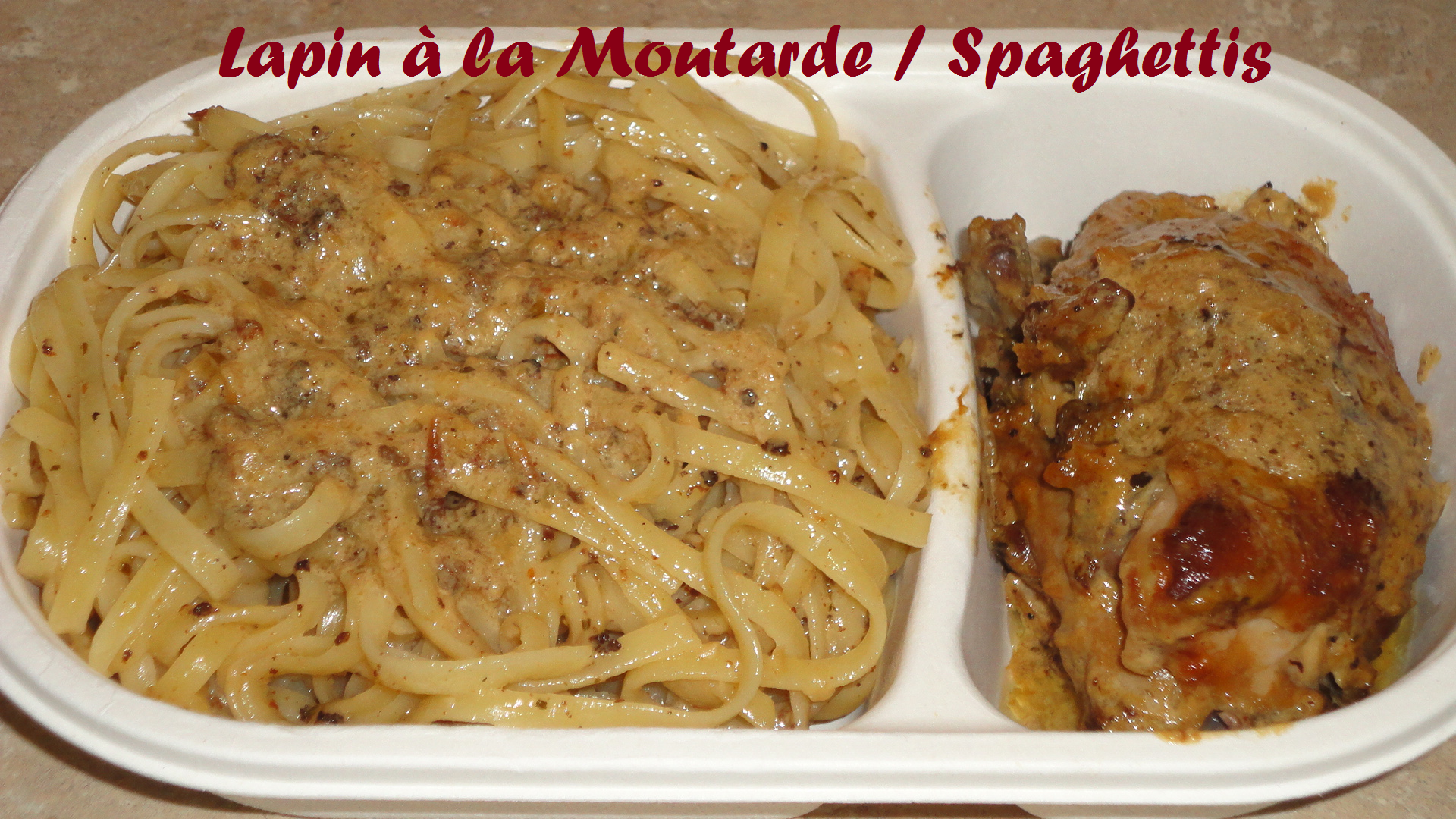 Lapin a la moutarde spaghettis