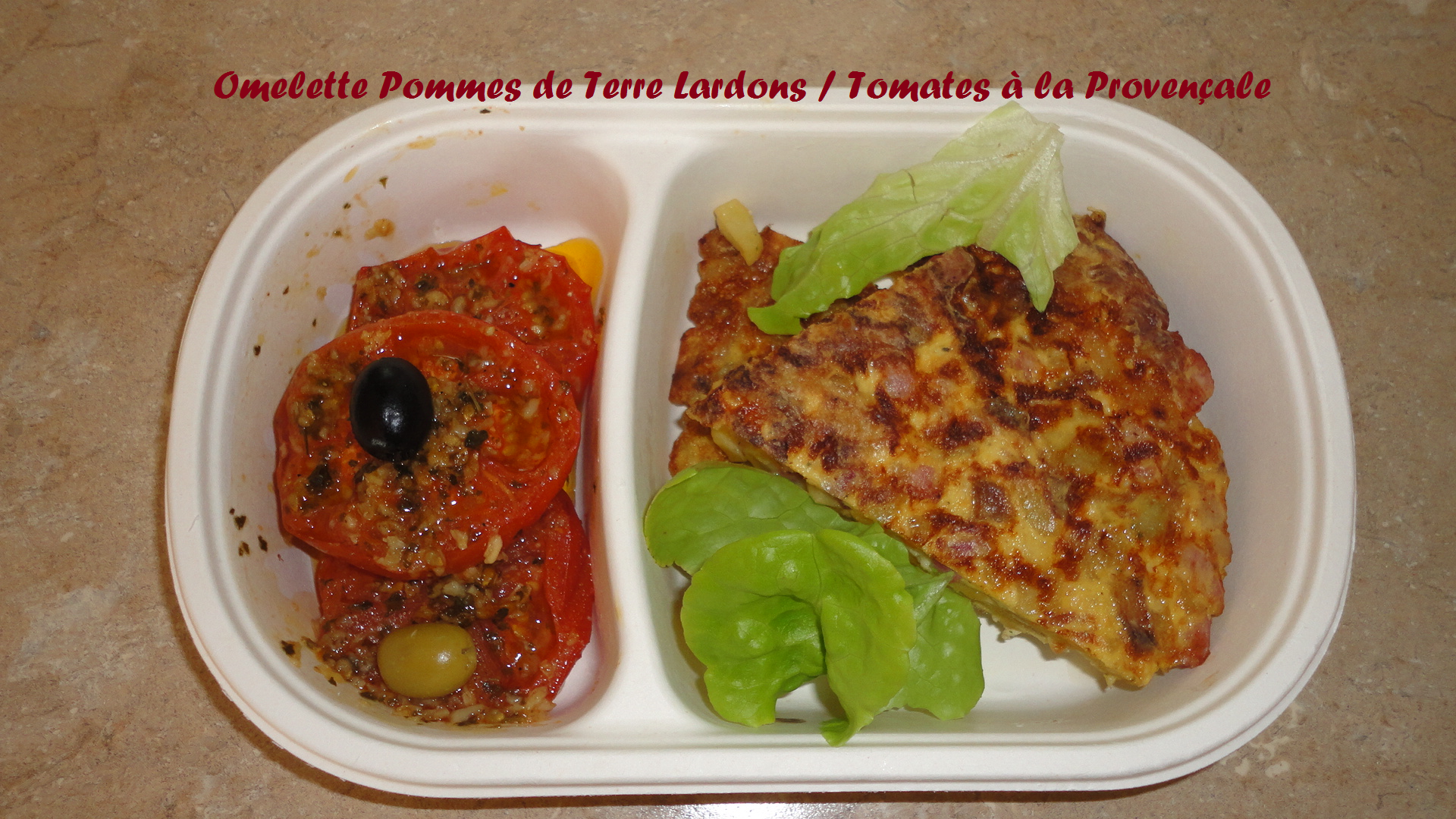 Omelette pdt lardons tomates provencale