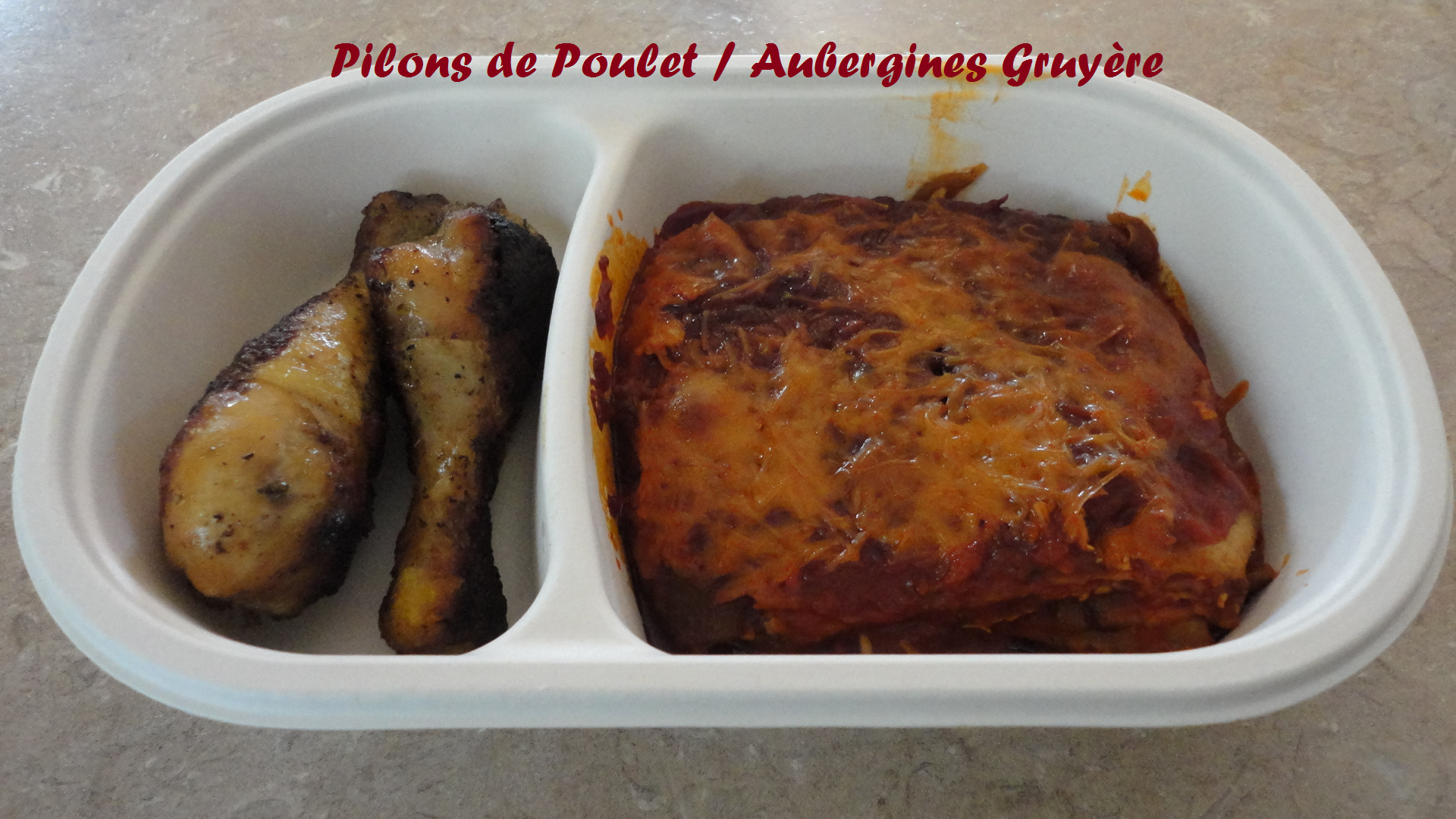 Pilons de poulet aubergines gruyere