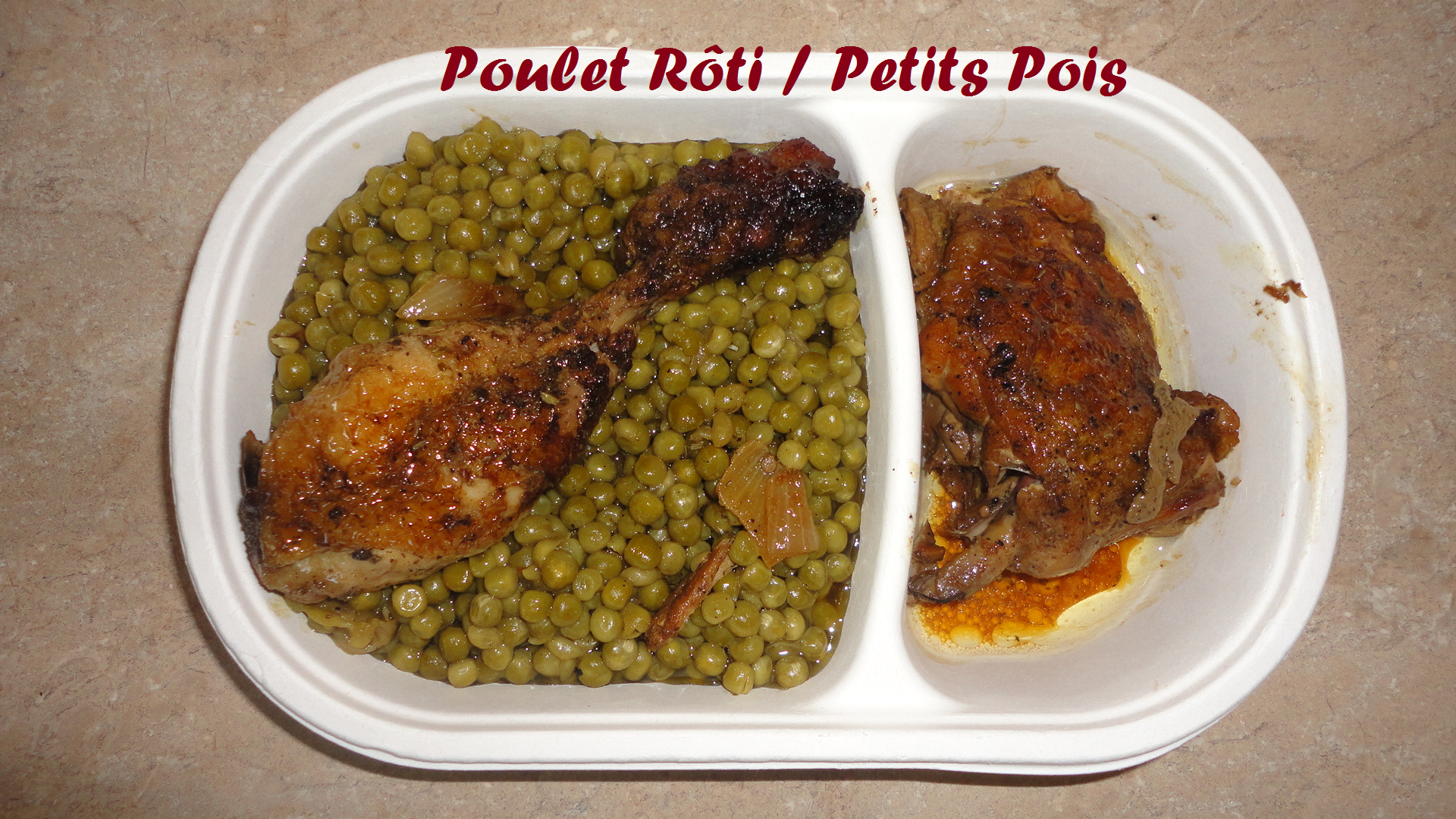Poulet roti petits pois