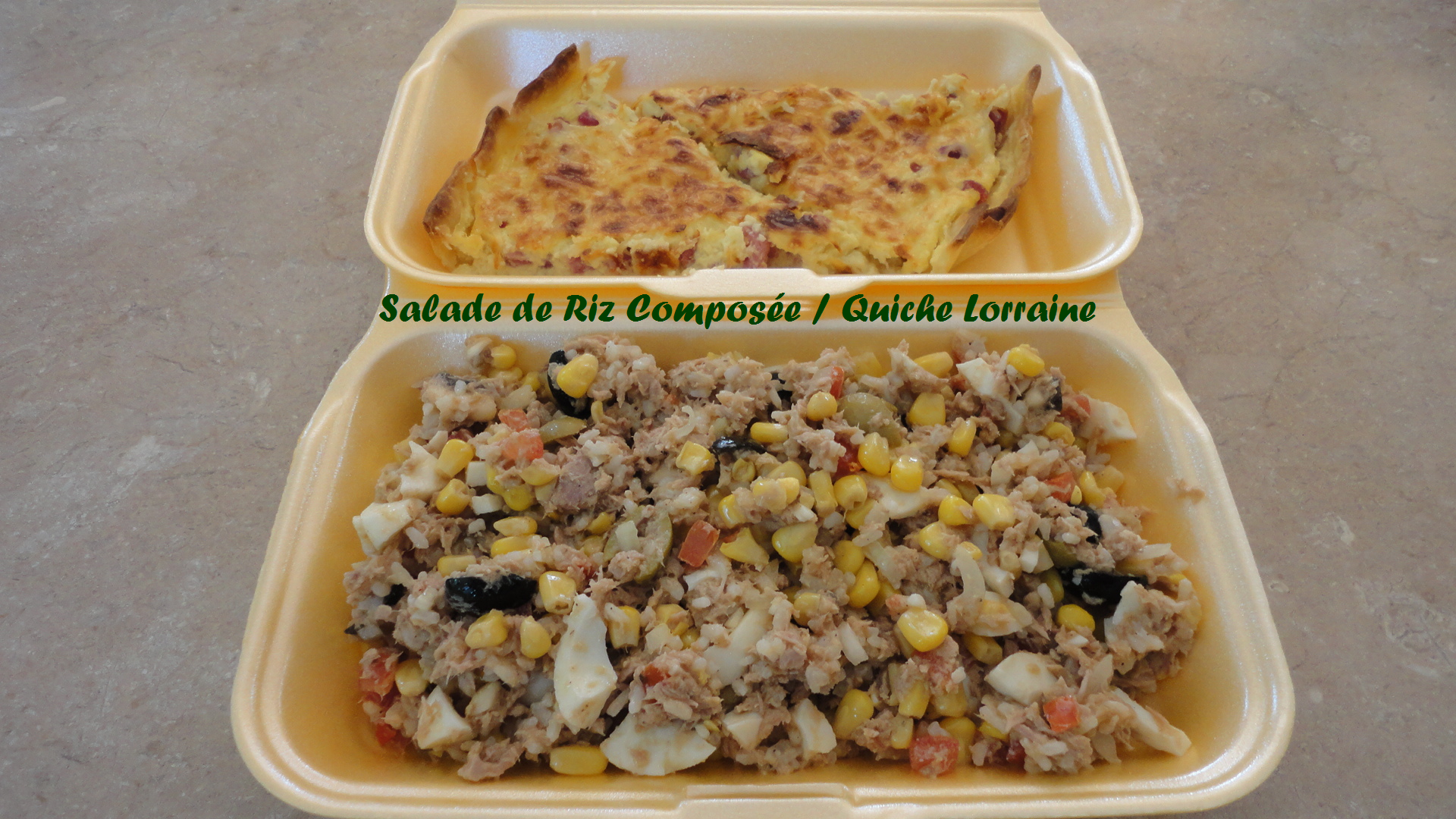 Salade de riz composee quiche lorraine