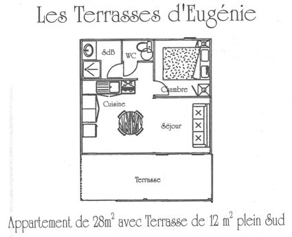 plan des appartements des Terrasses d'Eugenie, résidence de vacances proches de la cure thermale d'Eugenie-les-Bains