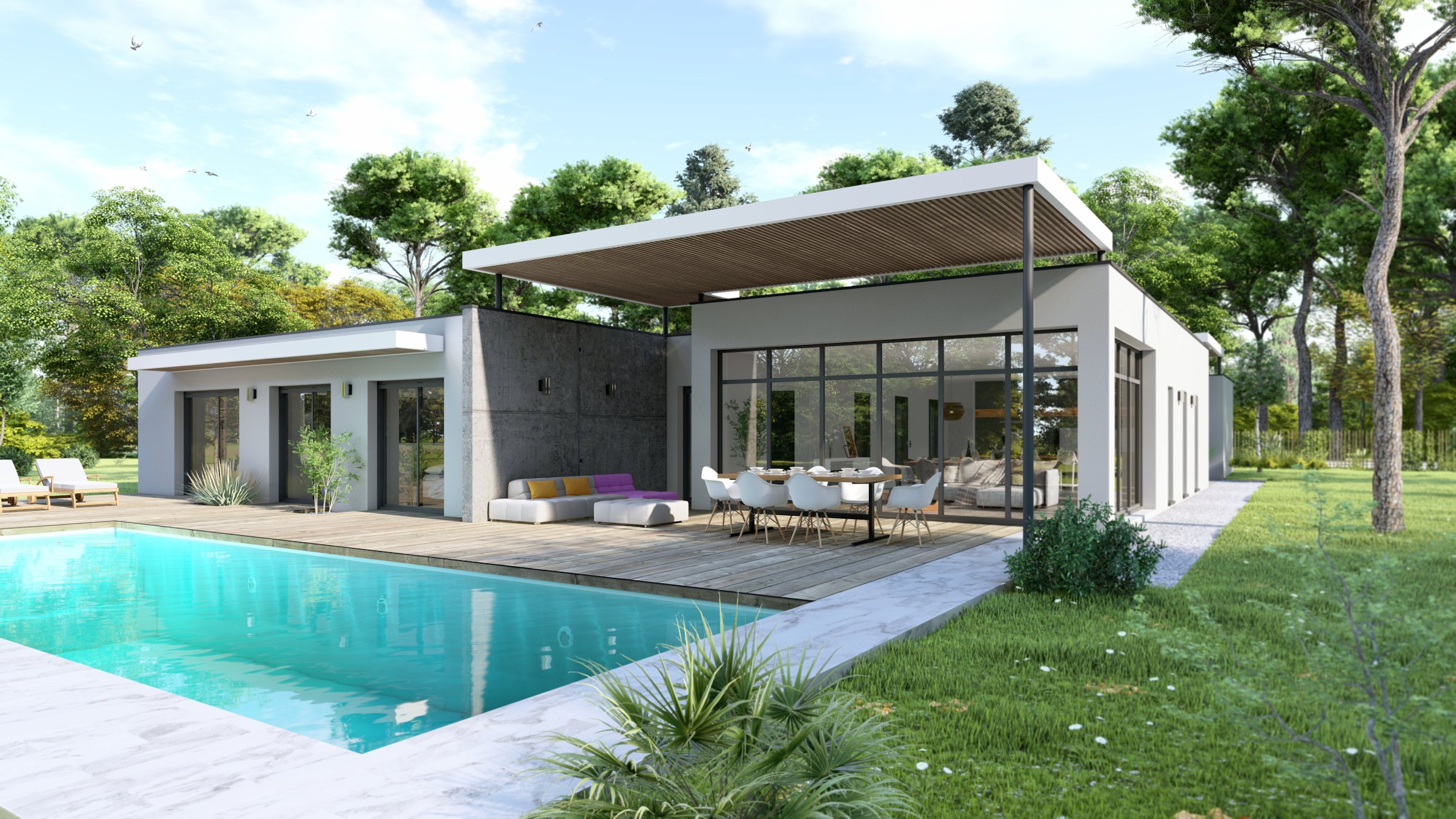 Visuel image de synthese infographie architecture maisons individuelles aquitaine residence 2