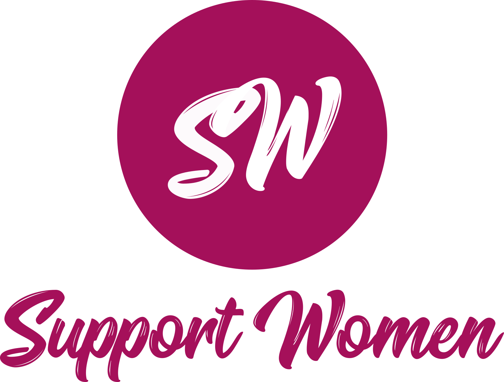 Logo Support Women - Lettres blanches, rond prune