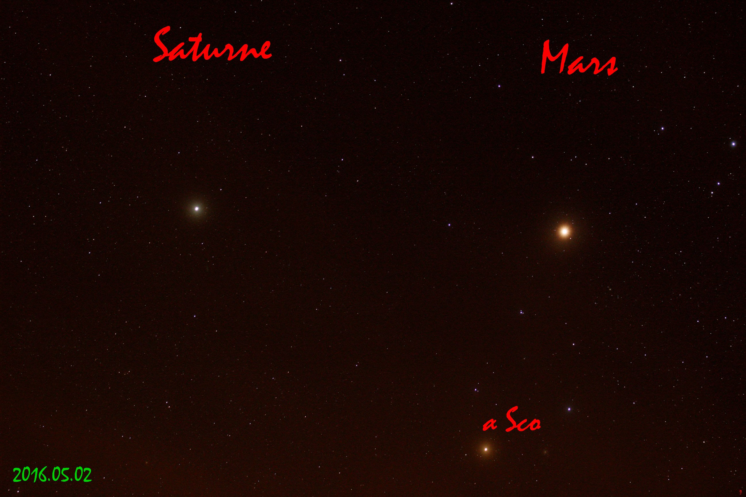 Saturne mars antares