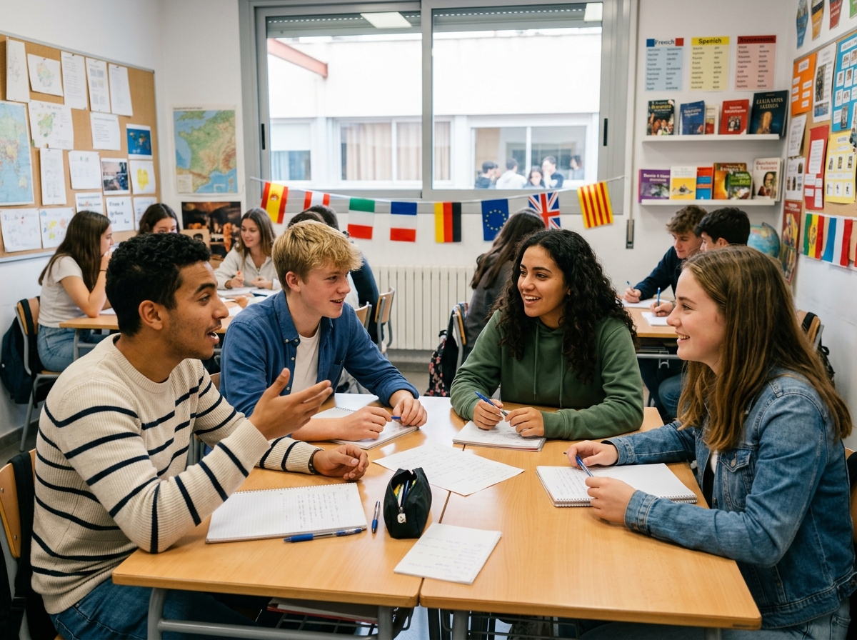 Élèves en section européenne travaillant les langues