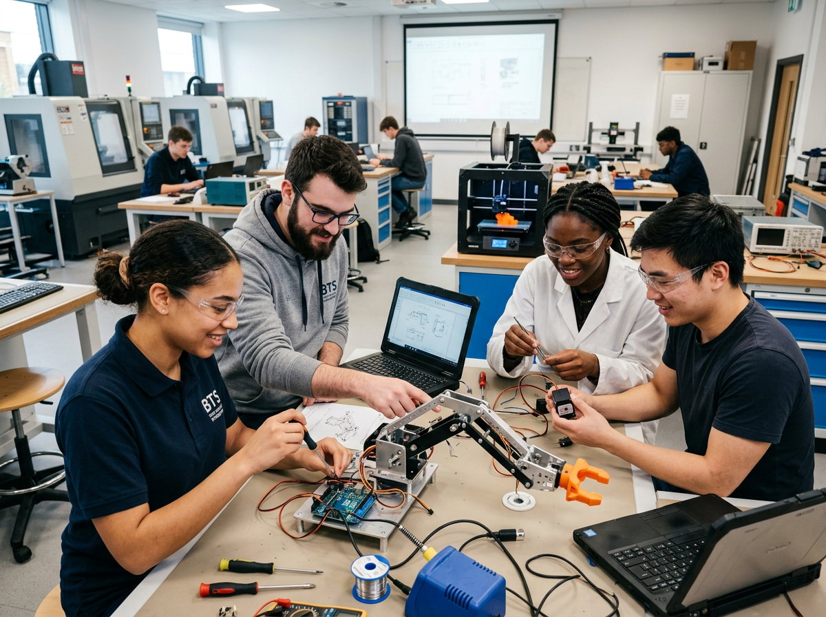 Étudiants de BTS travaillant sur un projet technique