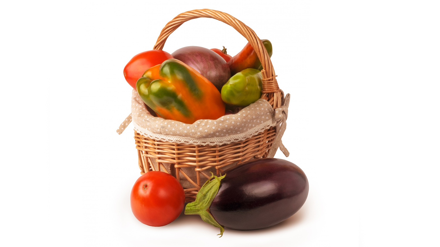 Isolated set vegetables basket