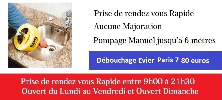 Debouchage evier paris 7 