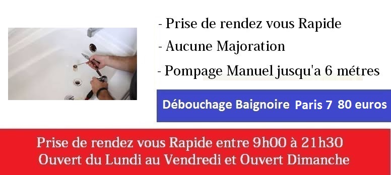 Debouchage canalisation baignoire paris 7