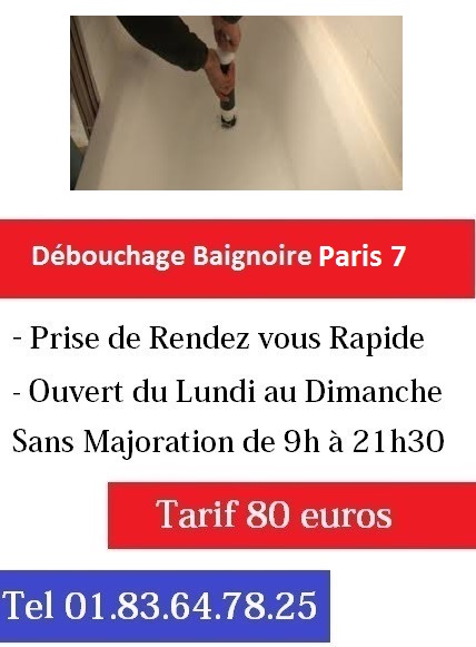 Debouchage baignoire paris 7 pas cher