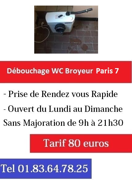 Debouchage wc broyeur pas cher paris 7