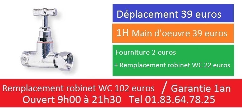 Remplacement robinet wc Paris 7