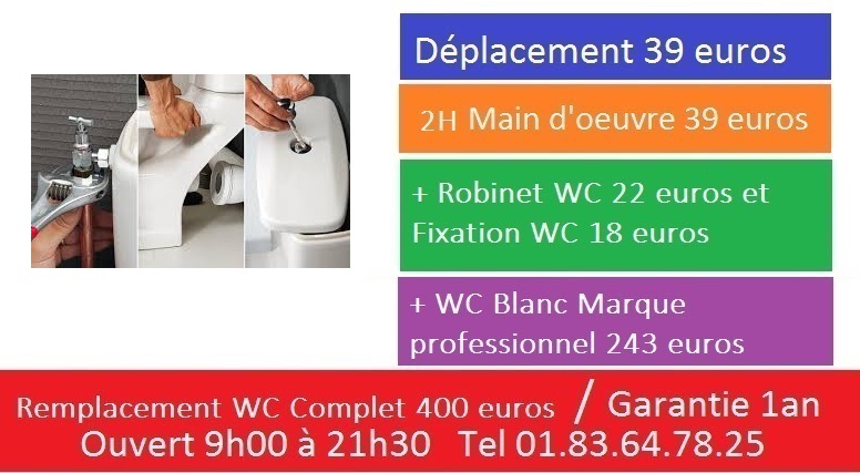 Remplacement wc complet Paris 7