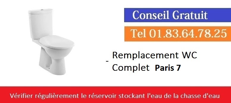 Remplacement wc complet Paris 7 pas cher