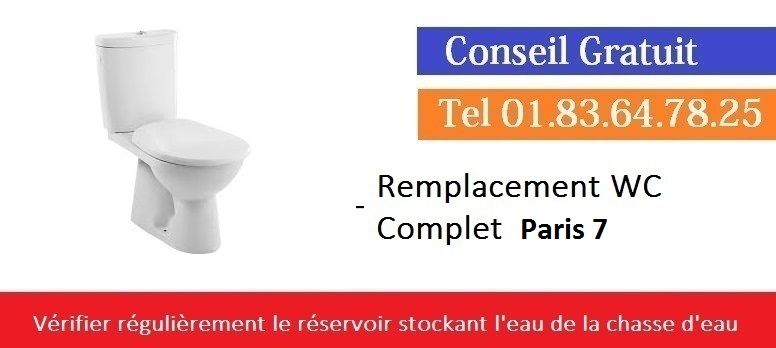 Remplacement wc complet Paris 7 pas cher