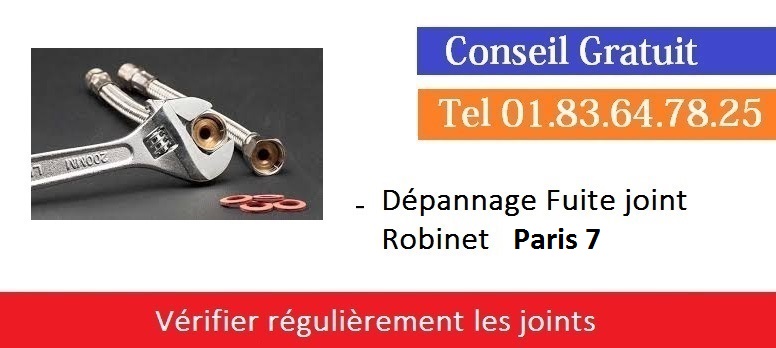 depannage fuite joint robinet paris 7
