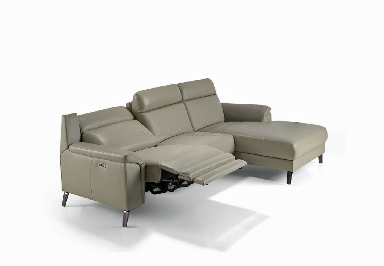 Canape en cuir avec meridienne et relax electrique