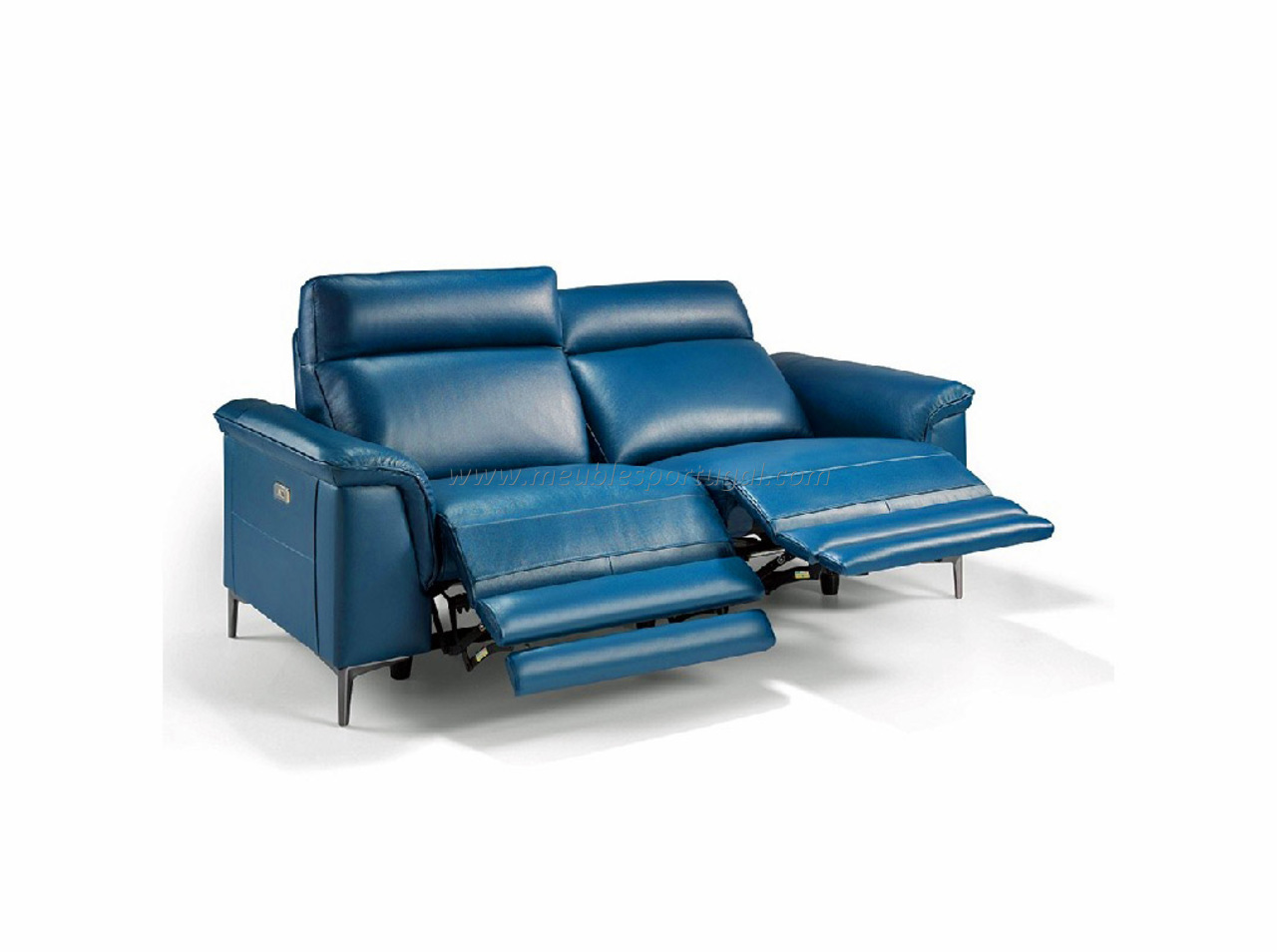 Canape en cuir bleu avec relax electrique