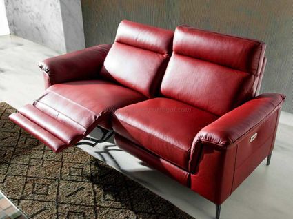 Canape en cuir rouge avec relax electrique