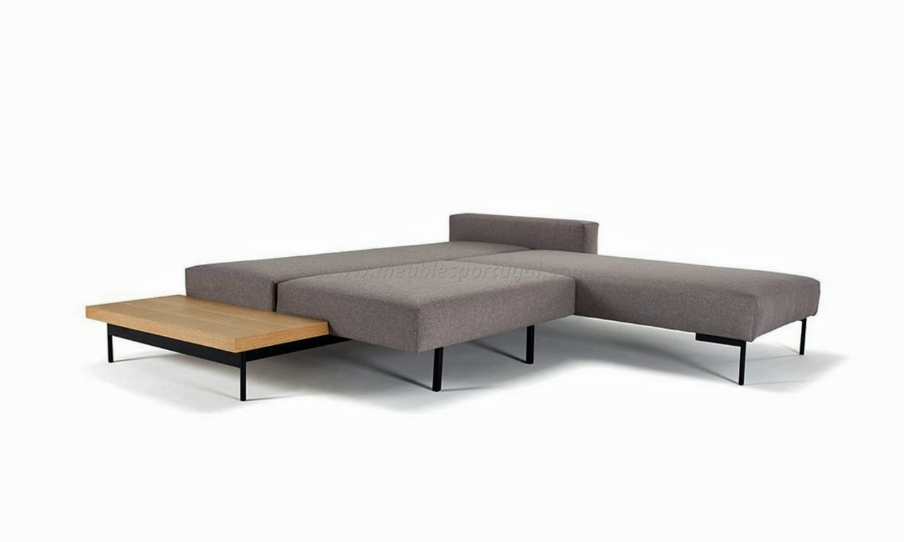 Canape tissu gris clic clac avec table