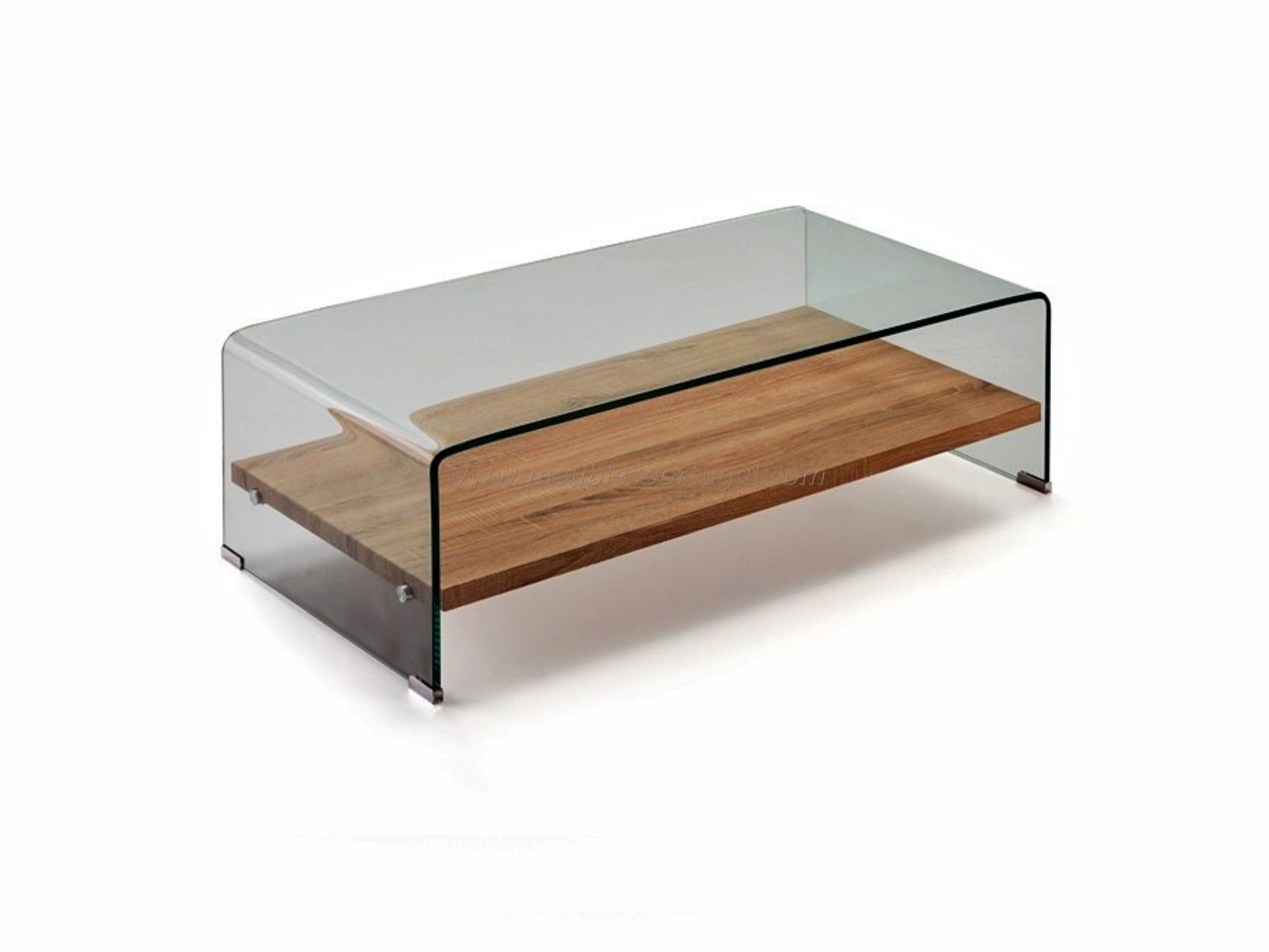 Table basse verre et chene