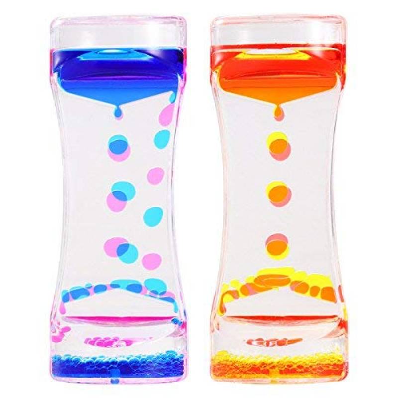 Bestonzon 2 pack sablier liquide huile sablier liquid sabliers colors bulles timer color huile sablier desk decor cadeau d anniversaire jouet pour enfants de la 4