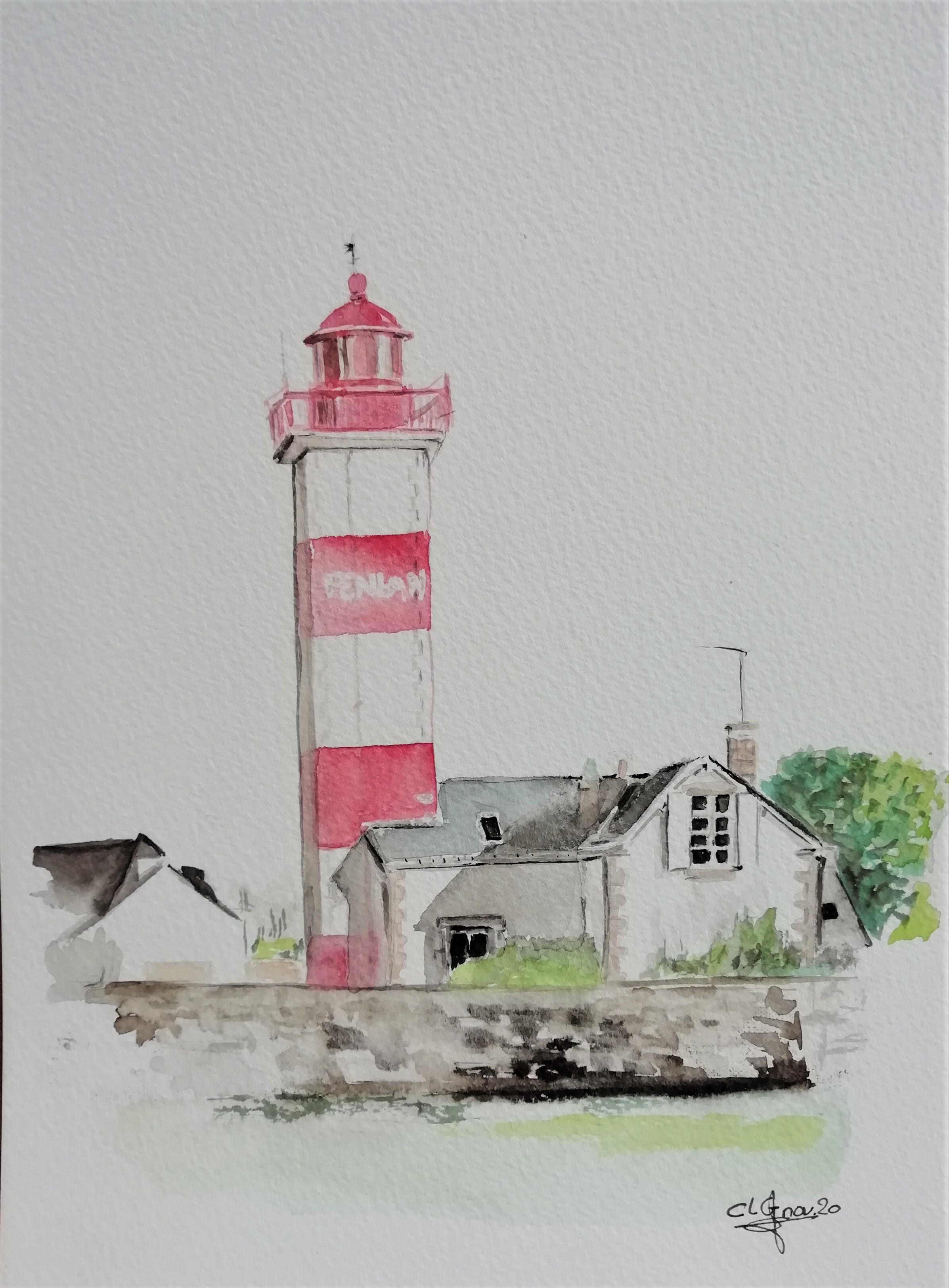 Le phare de Pen Lan, Billiers - Aquarelle originale - 22x30cm
70 € (encadrée)