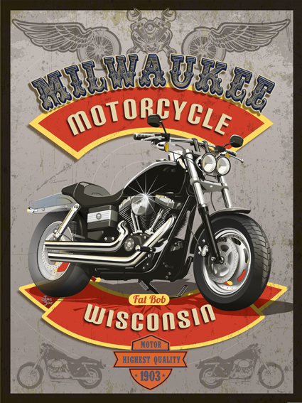 Harley bob 30x40 plaque w