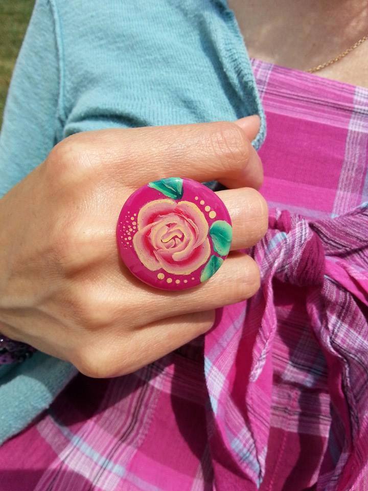 Bague rose one stroke cardinal